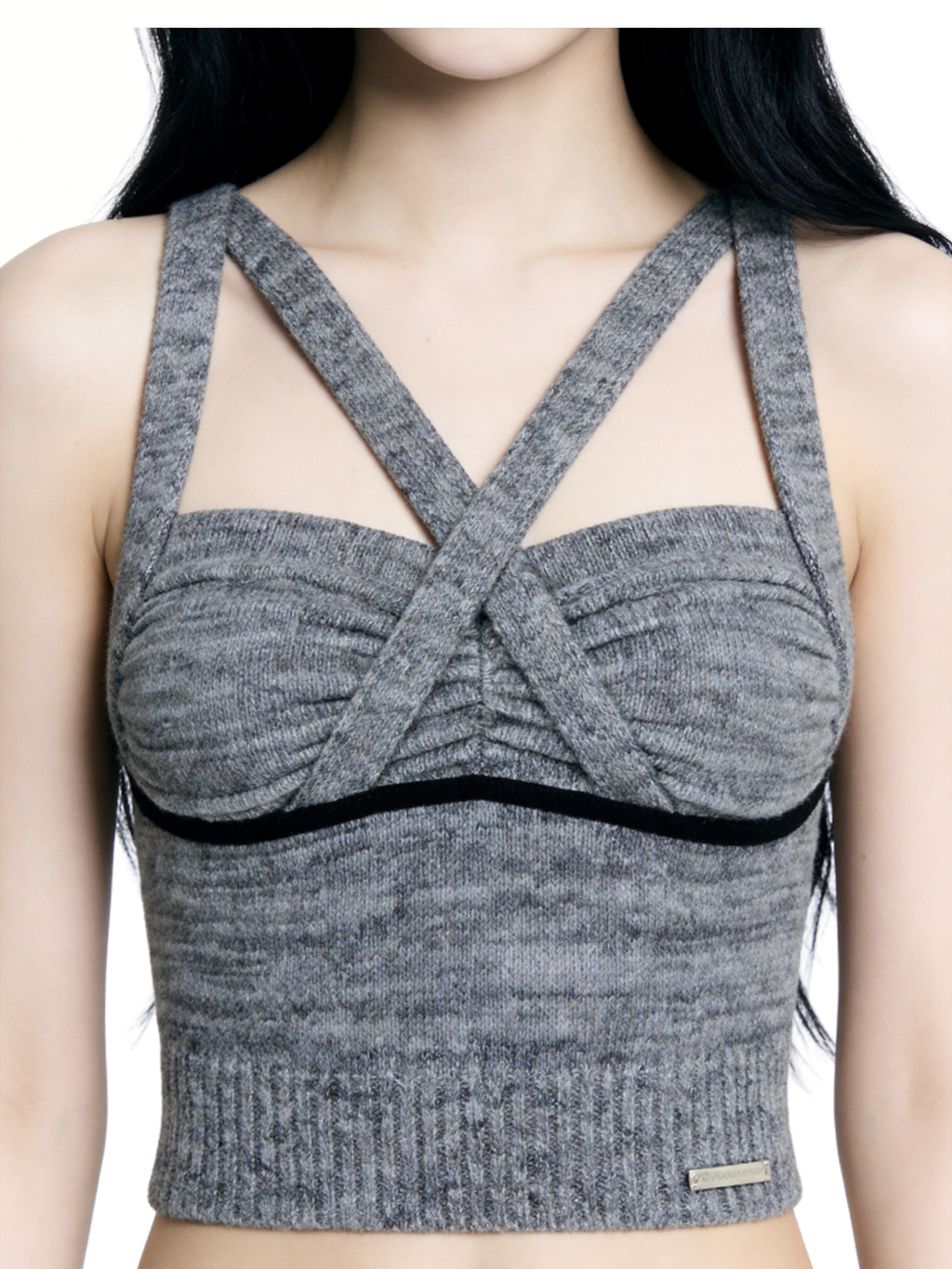 Cross Strap Knit Bustier