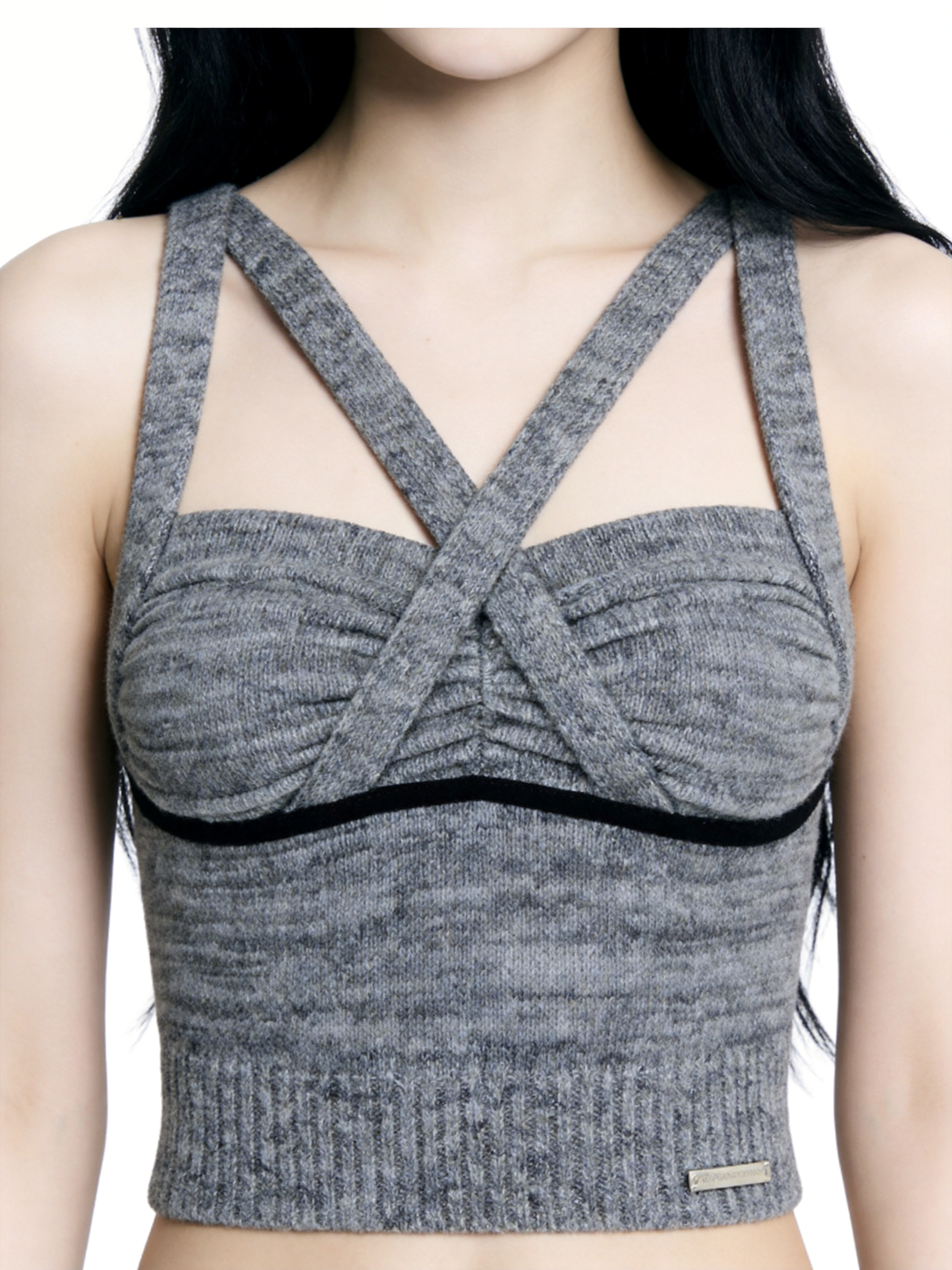 Cross Strap Knit Bustier