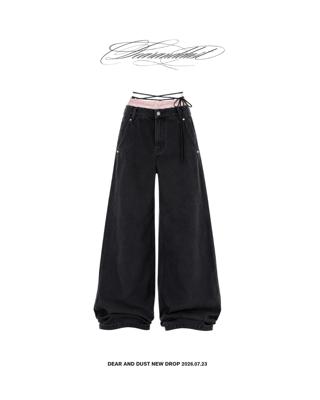 【Pre-Order】lace waist ribbon denim