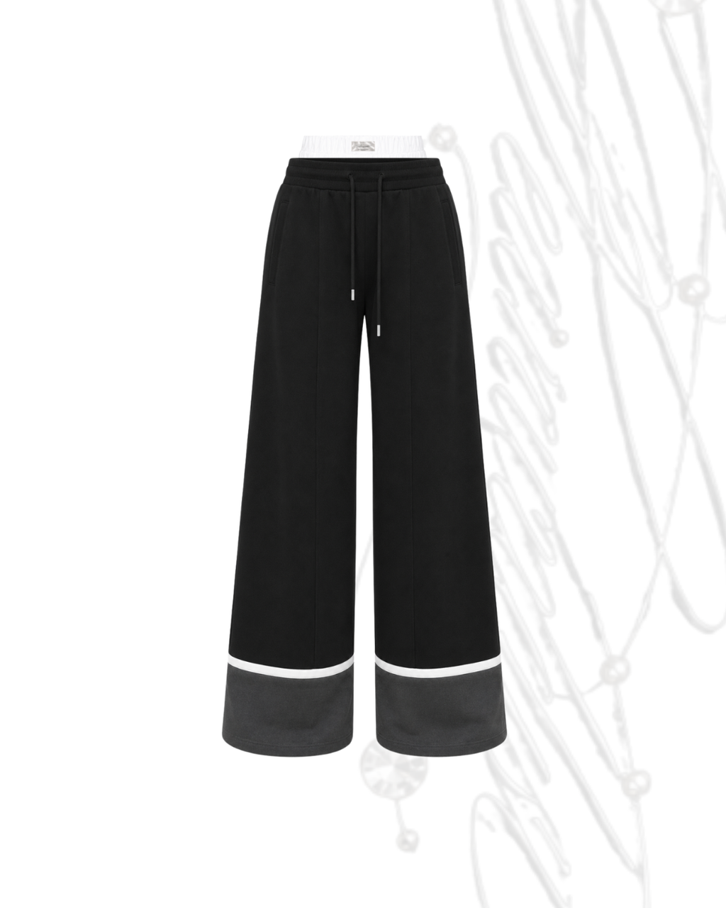 line track wide pants