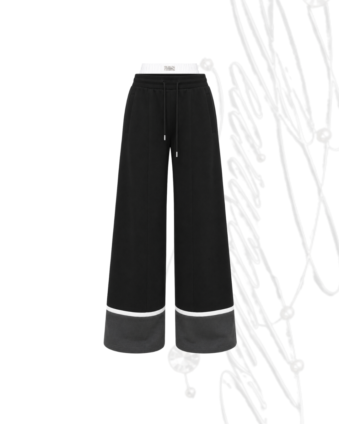 line track wide pants