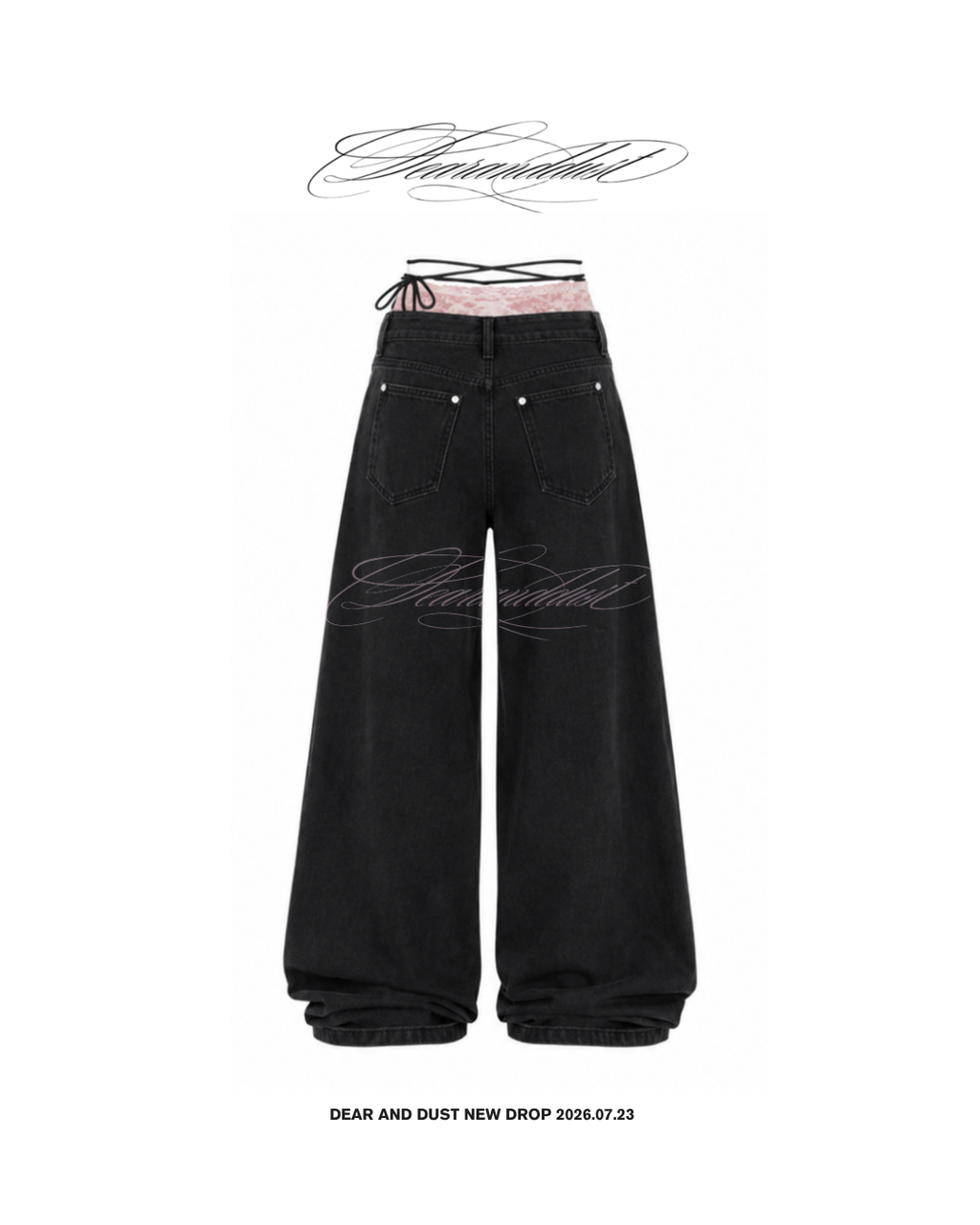 【Pre-Order】lace waist ribbon denim