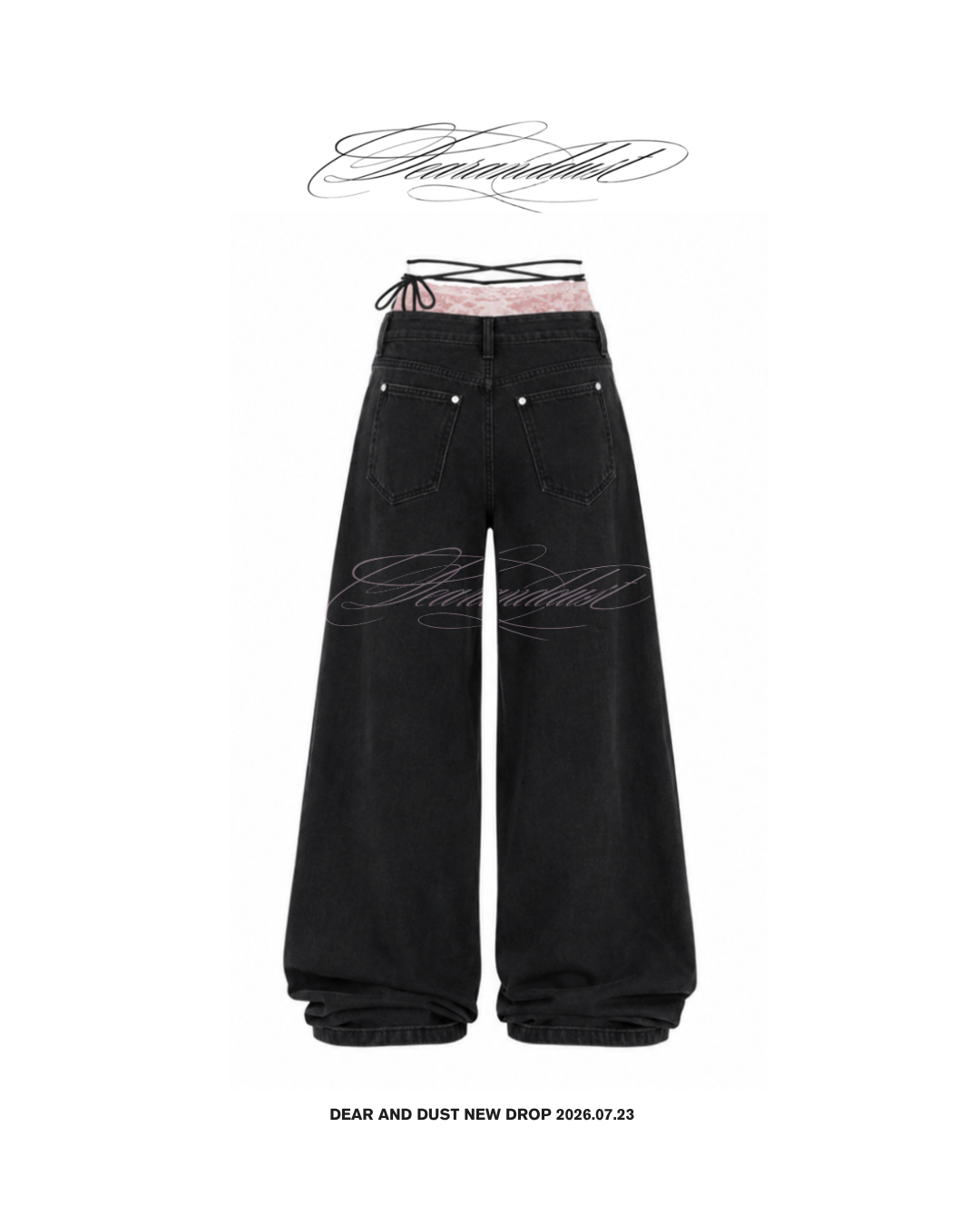【Pre-Order】lace waist ribbon denim