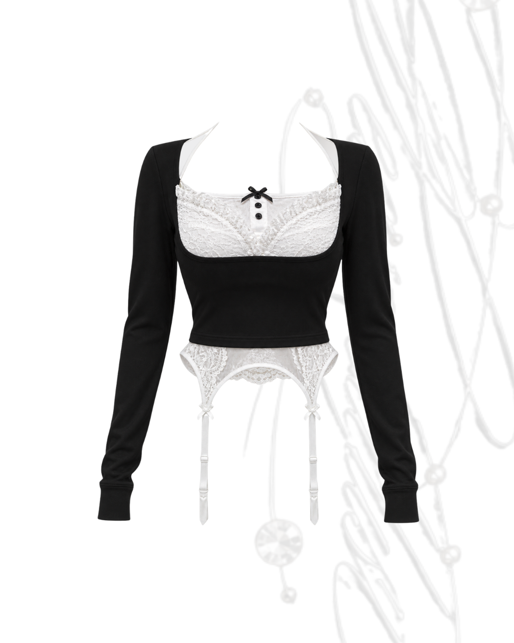 garter lace layered tops
