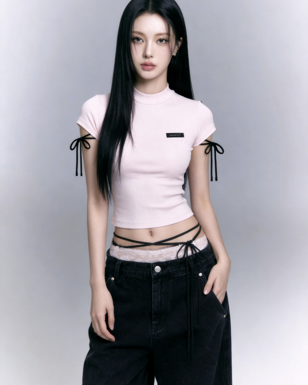 【Pre-Order】side ribbon rib knit