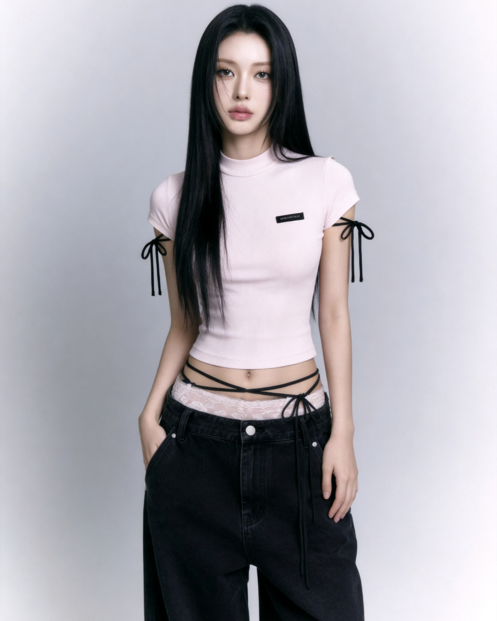 【Pre-Order】side ribbon rib knit