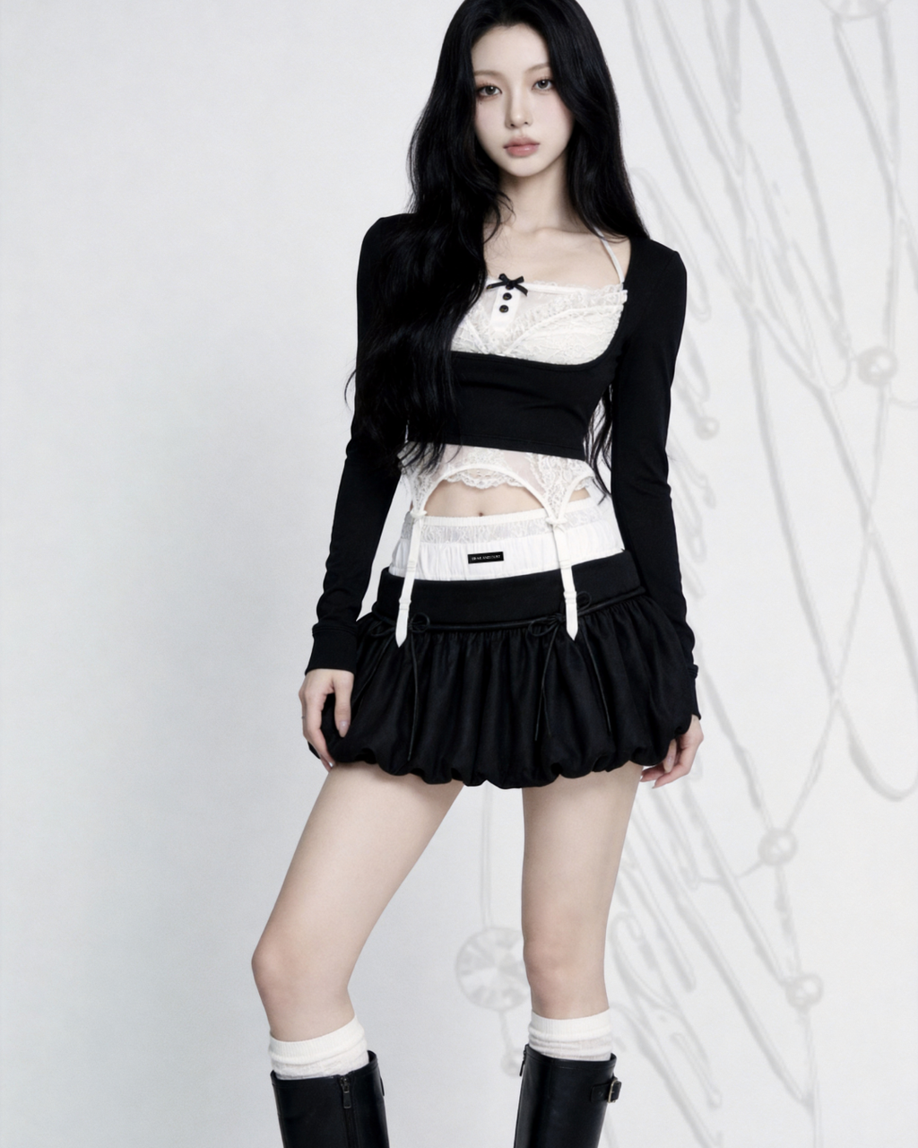 garter lace layered tops