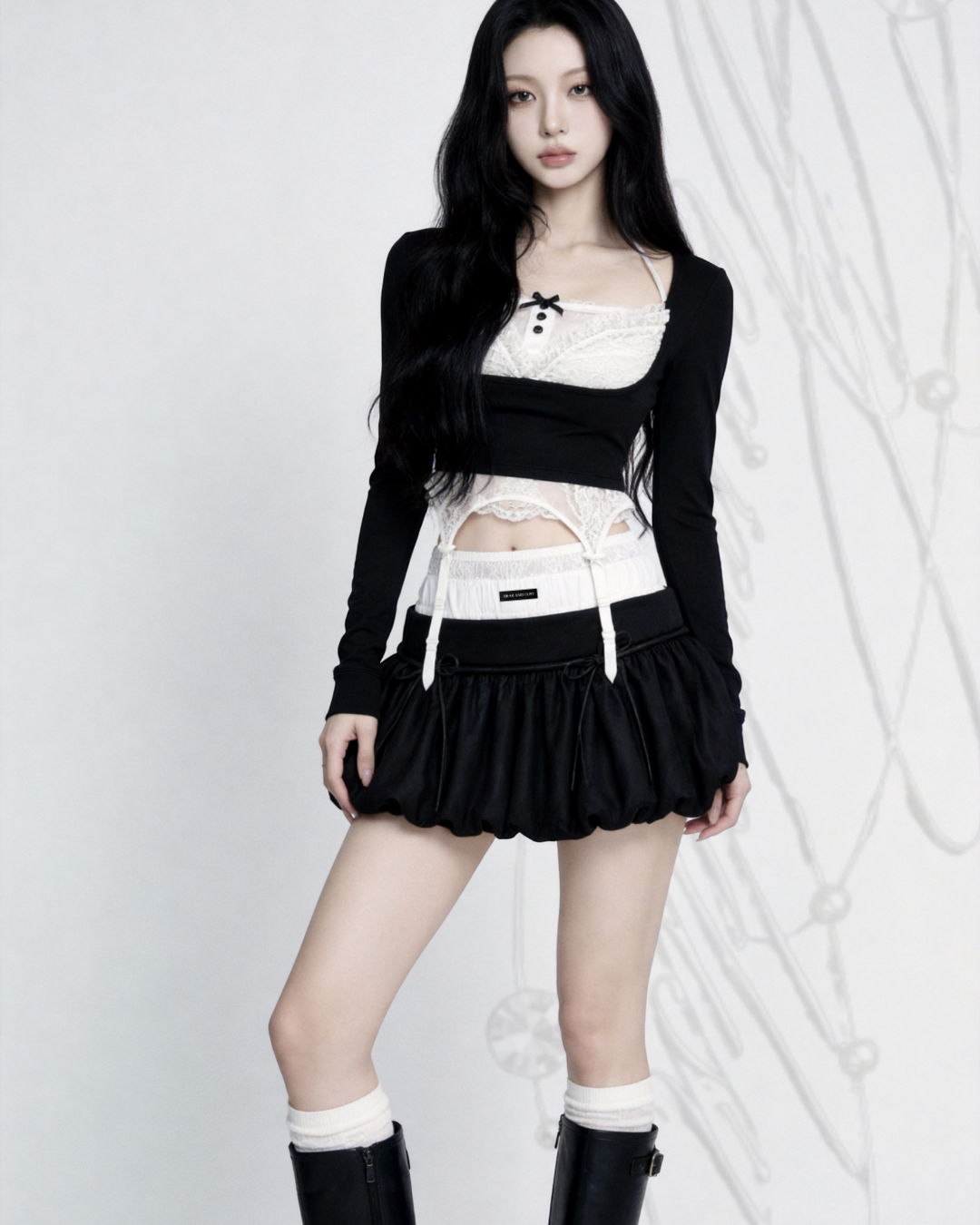 layered logo balloon skirt