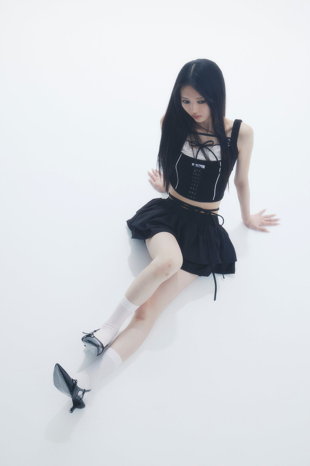 string ribbon tiered mini skirt