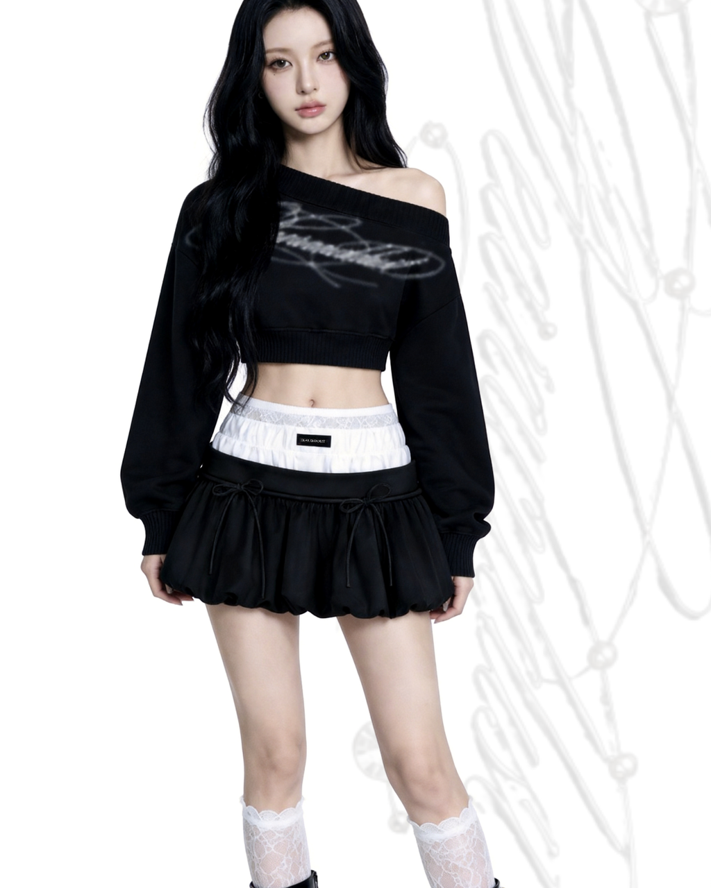 layered logo balloon skirt