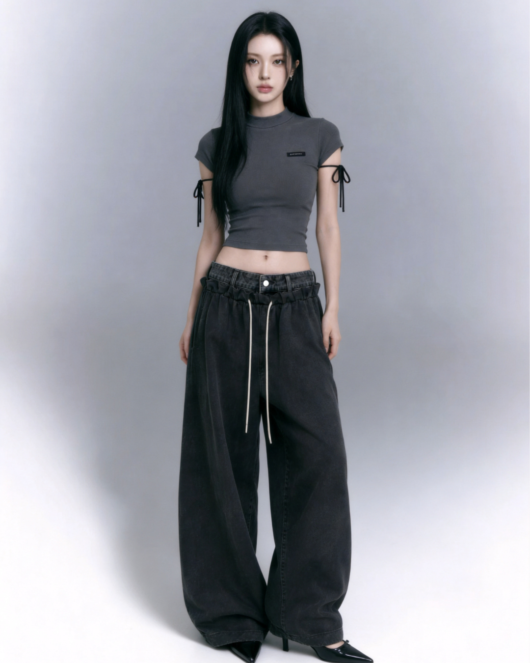【Pre-Order】layered denim waist setup