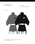 heavy cable zip blouson / harness cable knit shorts