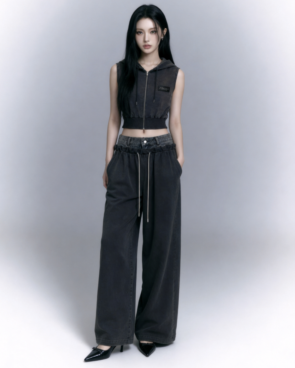 【Pre-Order】layered denim waist setup
