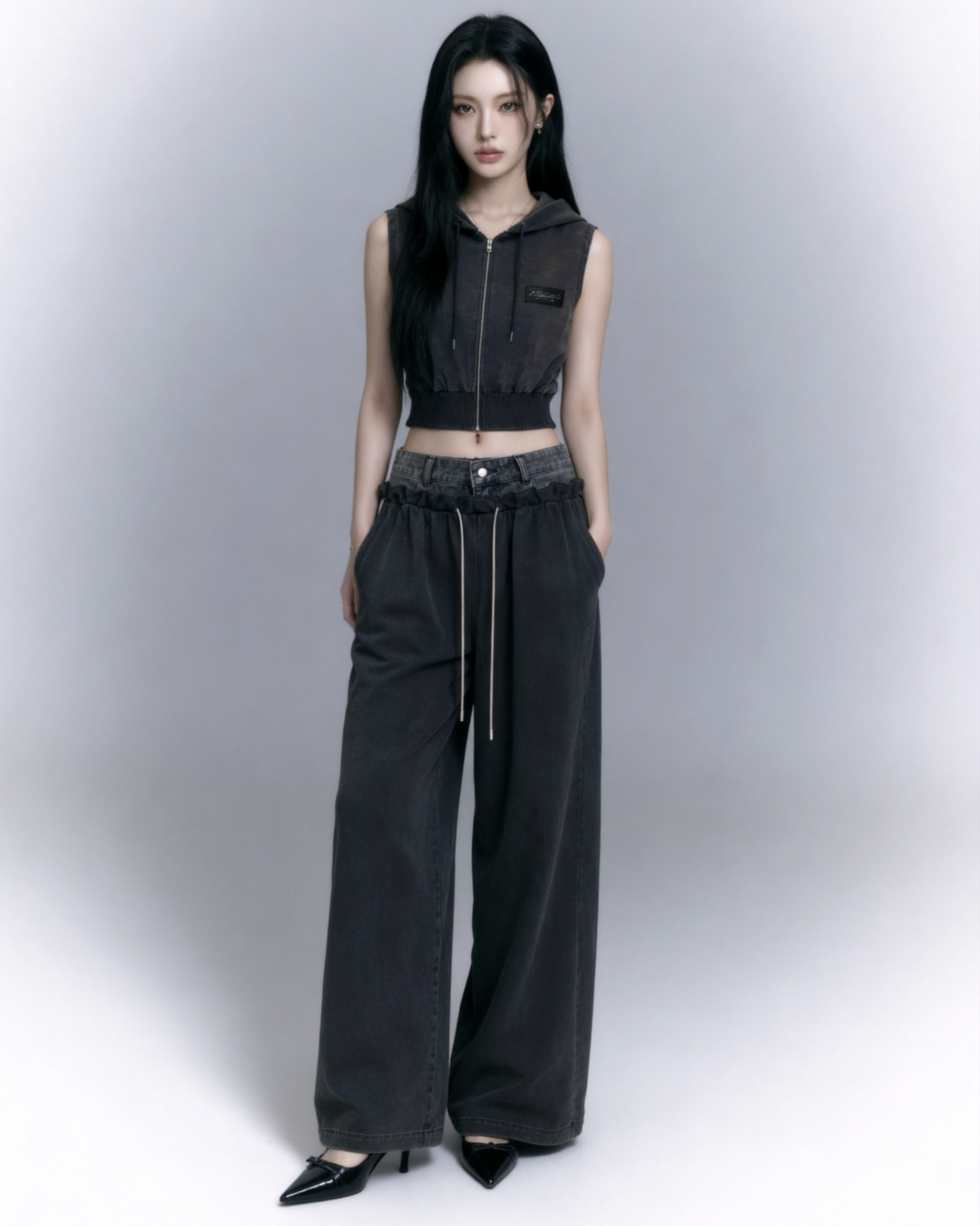 【Pre-Order】layered denim waist setup