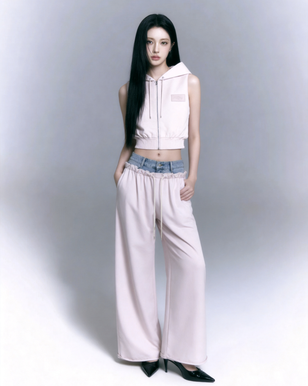 【Pre-Order】layered denim waist setup