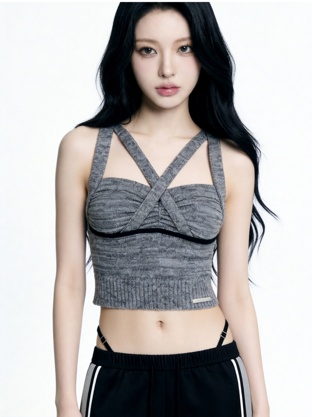 Cross Strap Knit Bustier