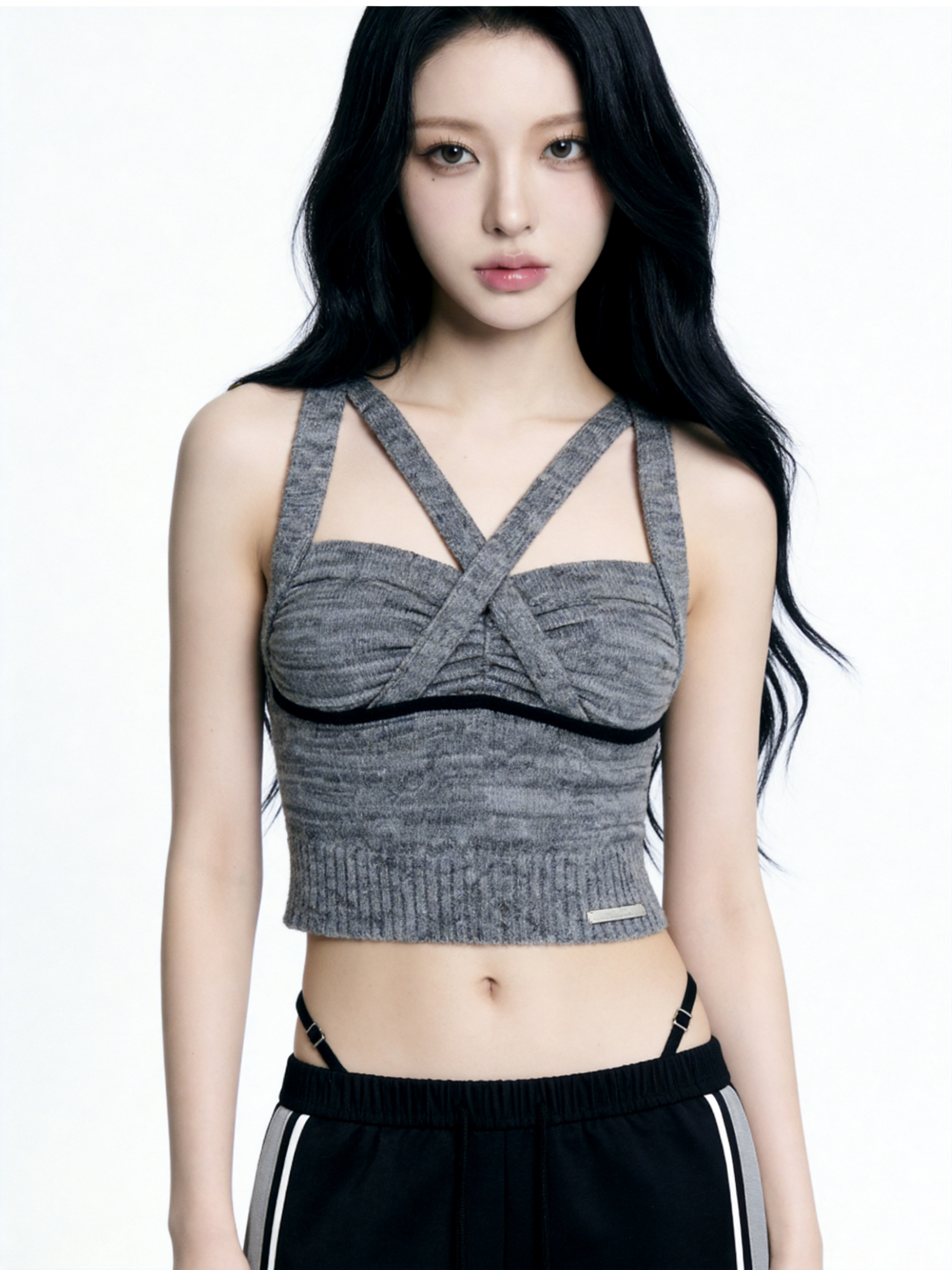 Cross Strap Knit Bustier