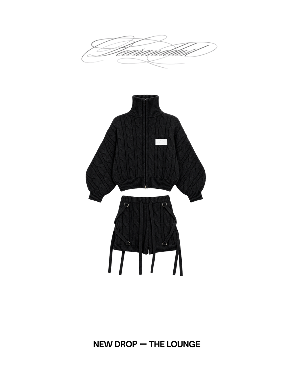 【Pre-Order】heavy cable zip blouson / harness cable knit shorts