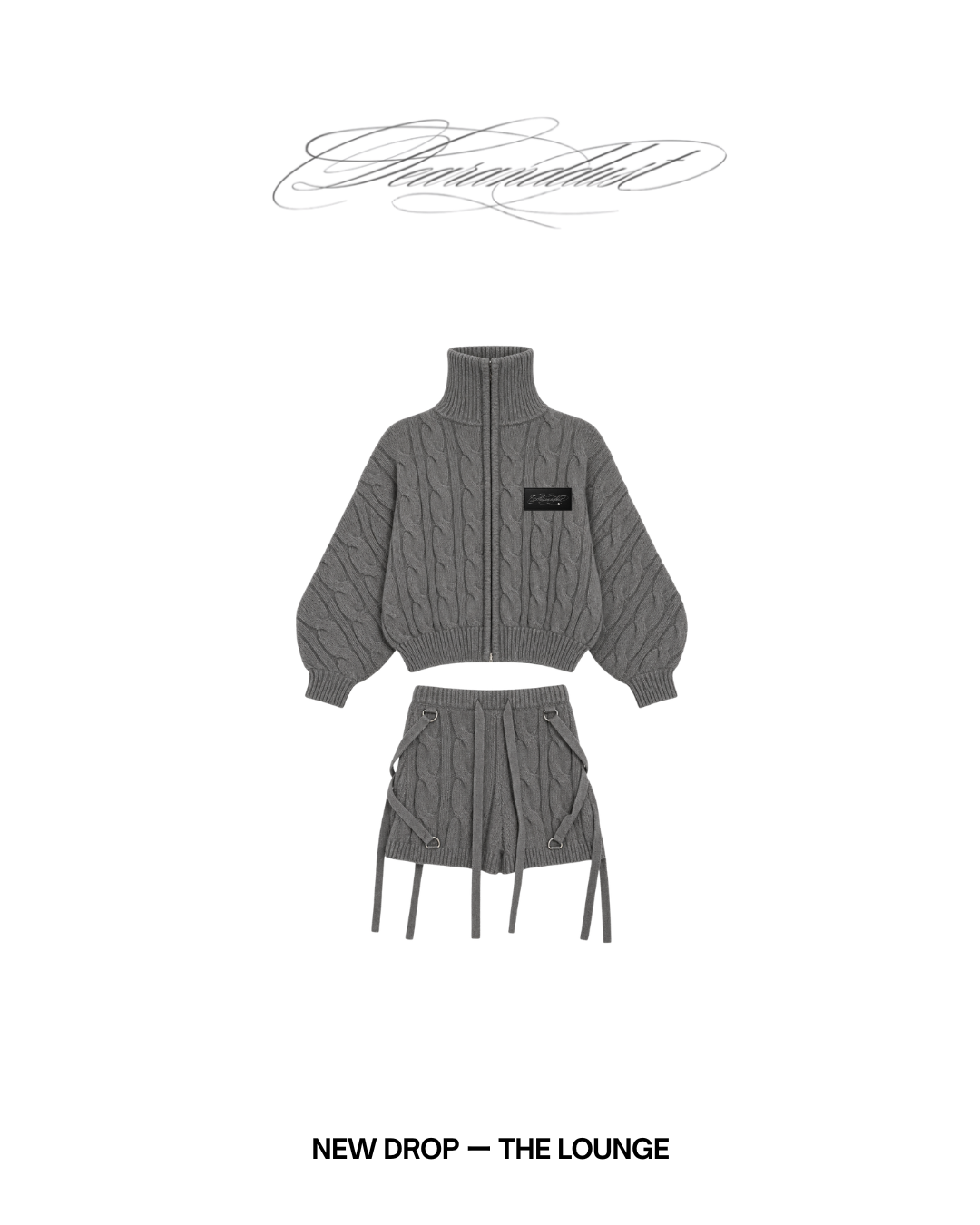 【Pre-Order】heavy cable zip blouson / harness cable knit shorts
