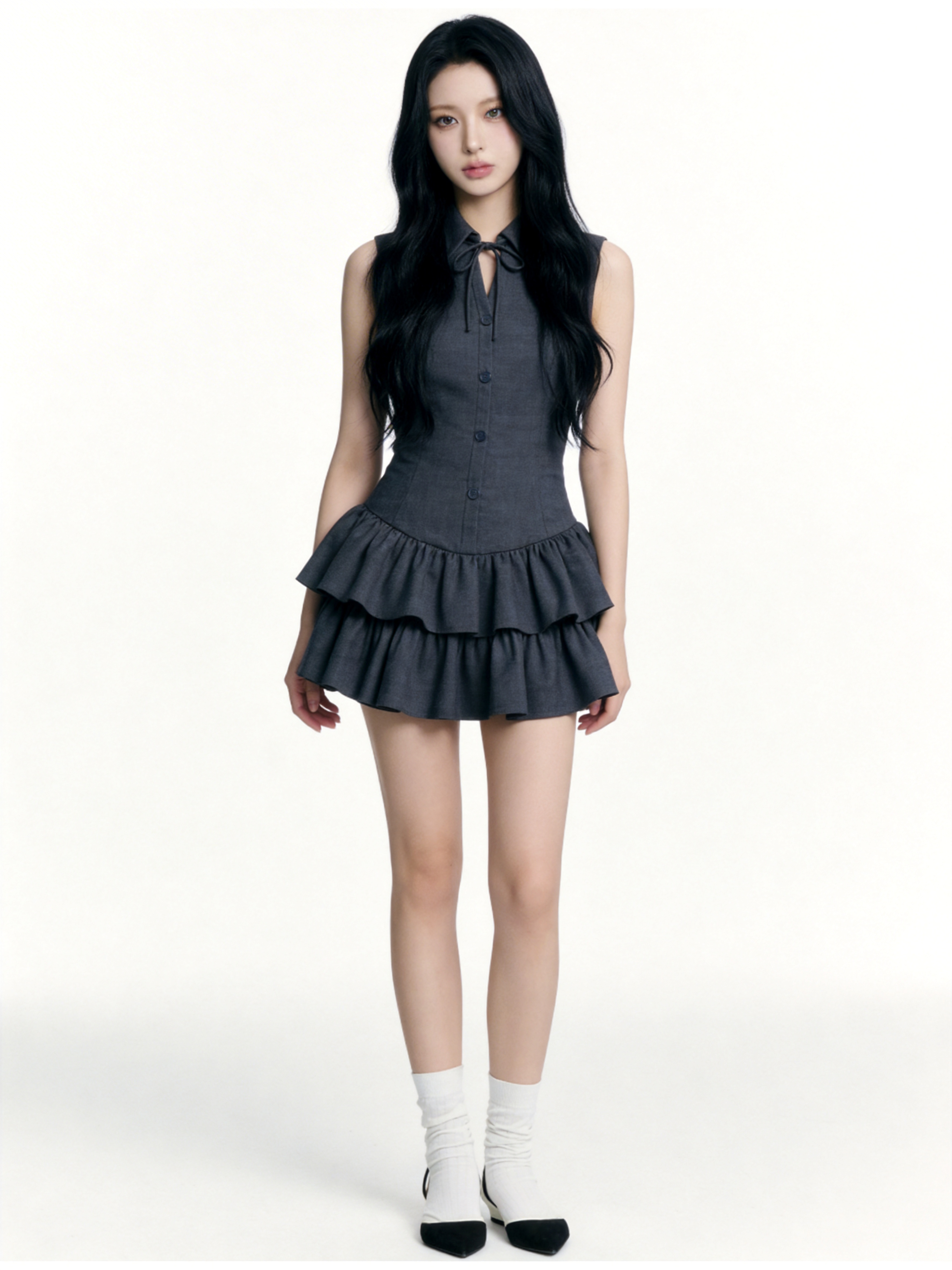 Ribbon Corset Tiered Dress