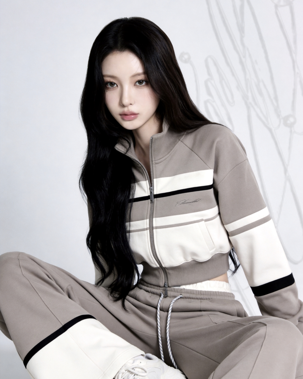 line track wide pants