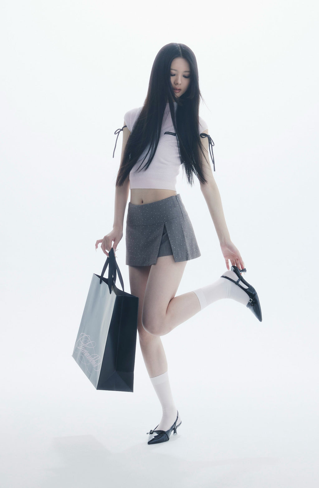 glitter slit mini skirt
