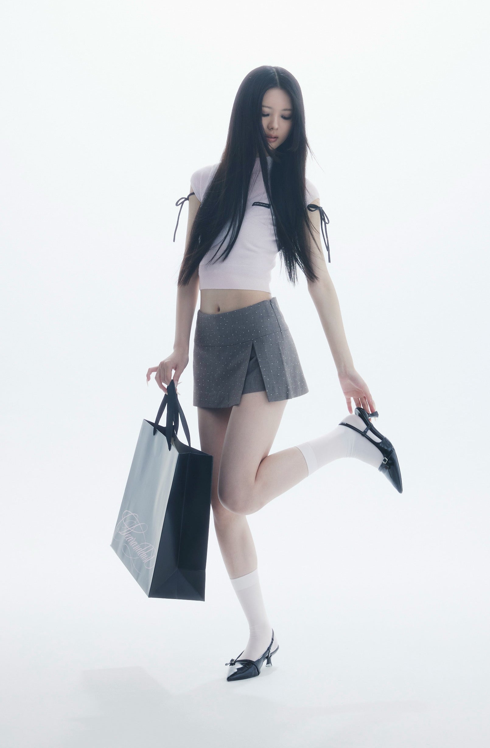 glitter slit mini skirt