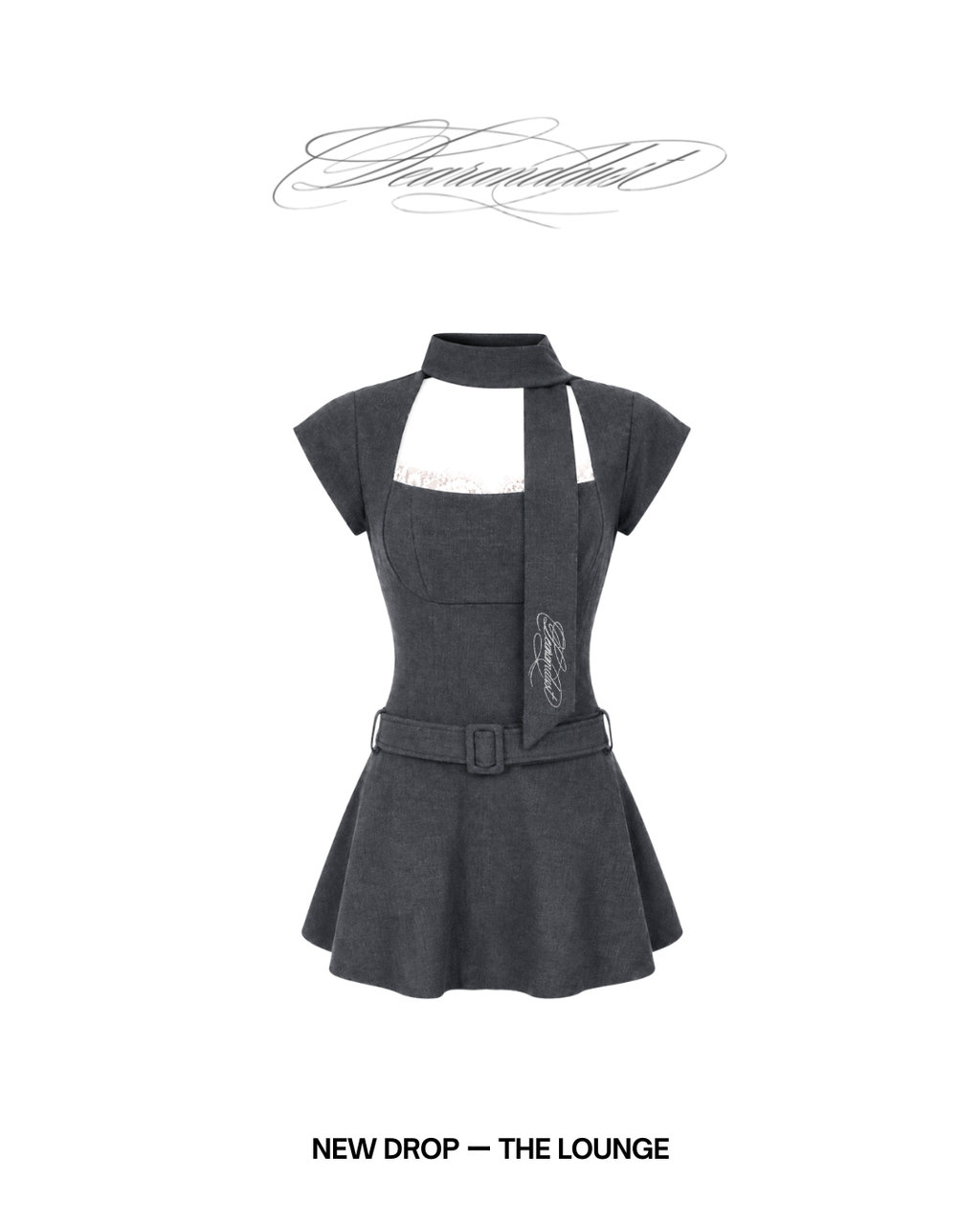 neck scarf flare one-piece