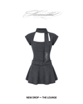 neck scarf flare one-piece