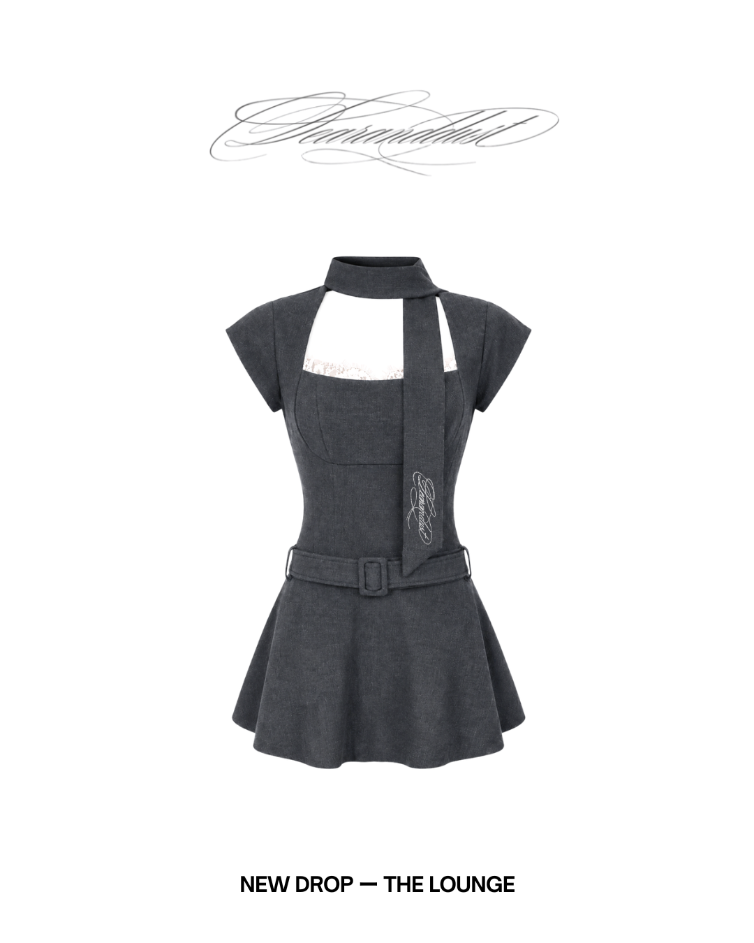 neck scarf flare one-piece