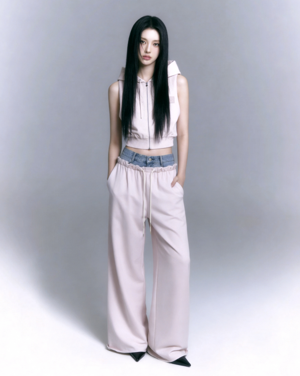 【Pre-Order】layered denim waist setup
