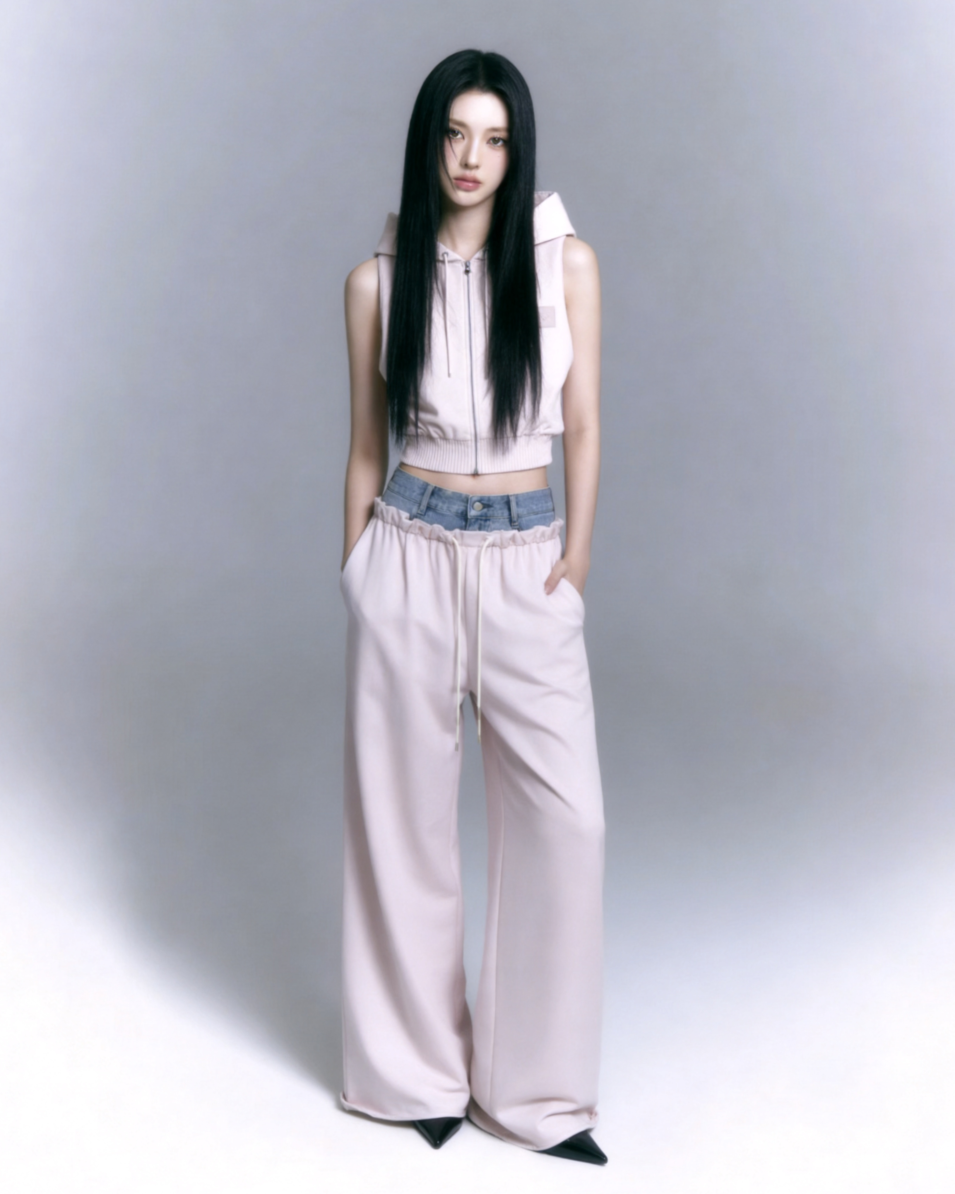【Pre-Order】layered denim waist setup