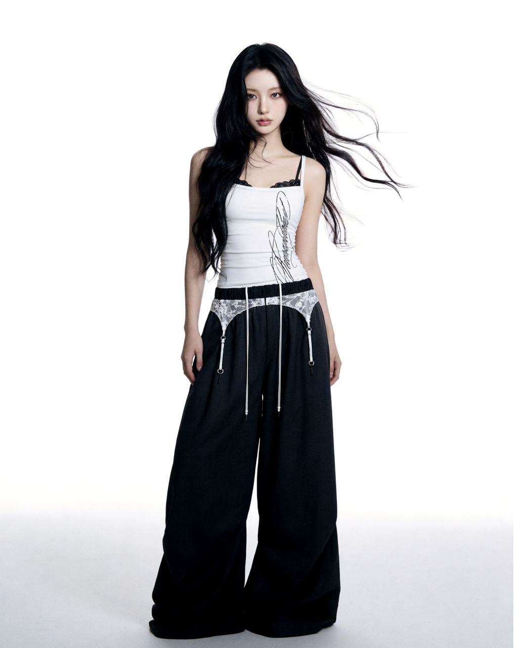【Pre-Order】lace garter wide pants