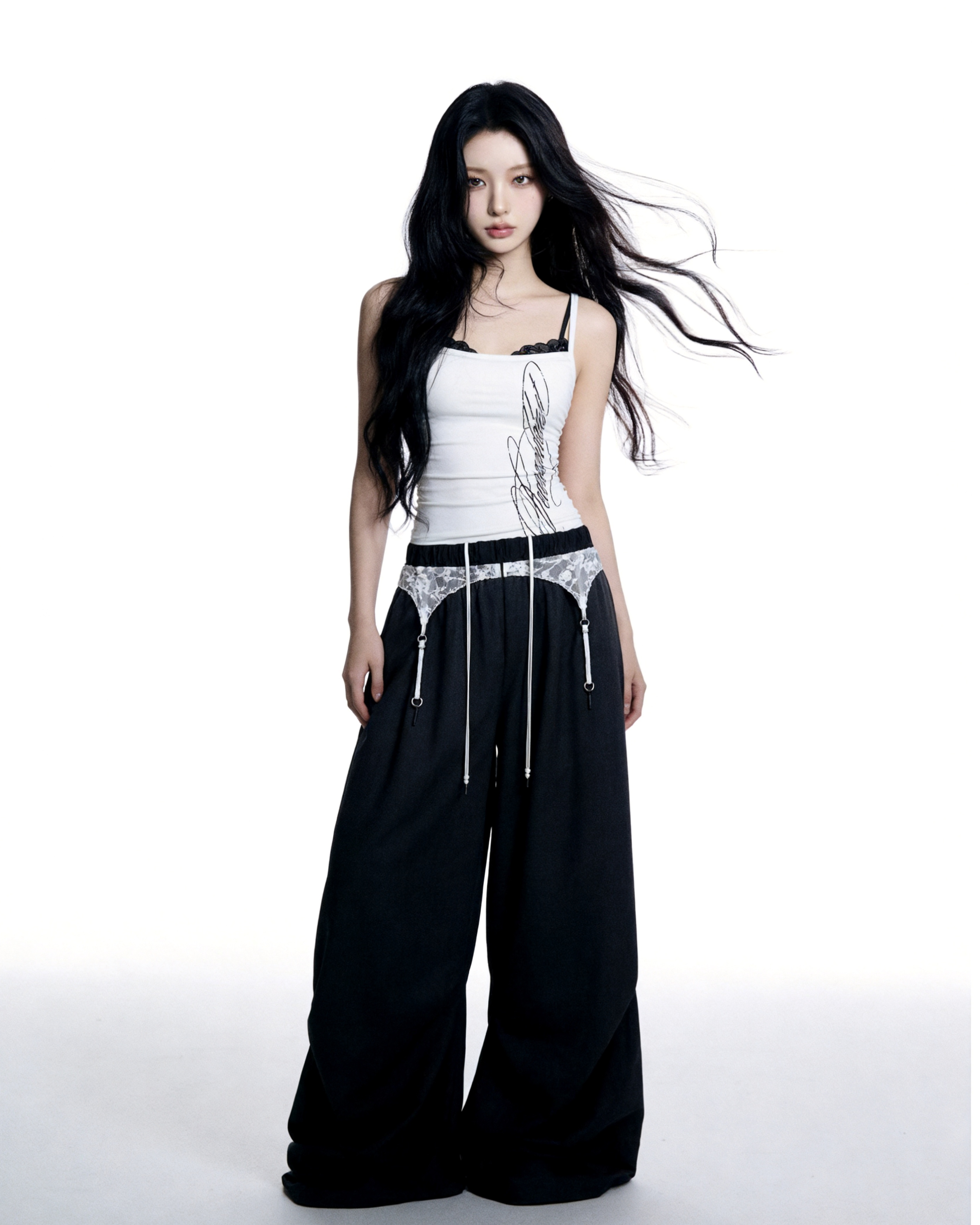 【Pre-Order】lace garter wide pants