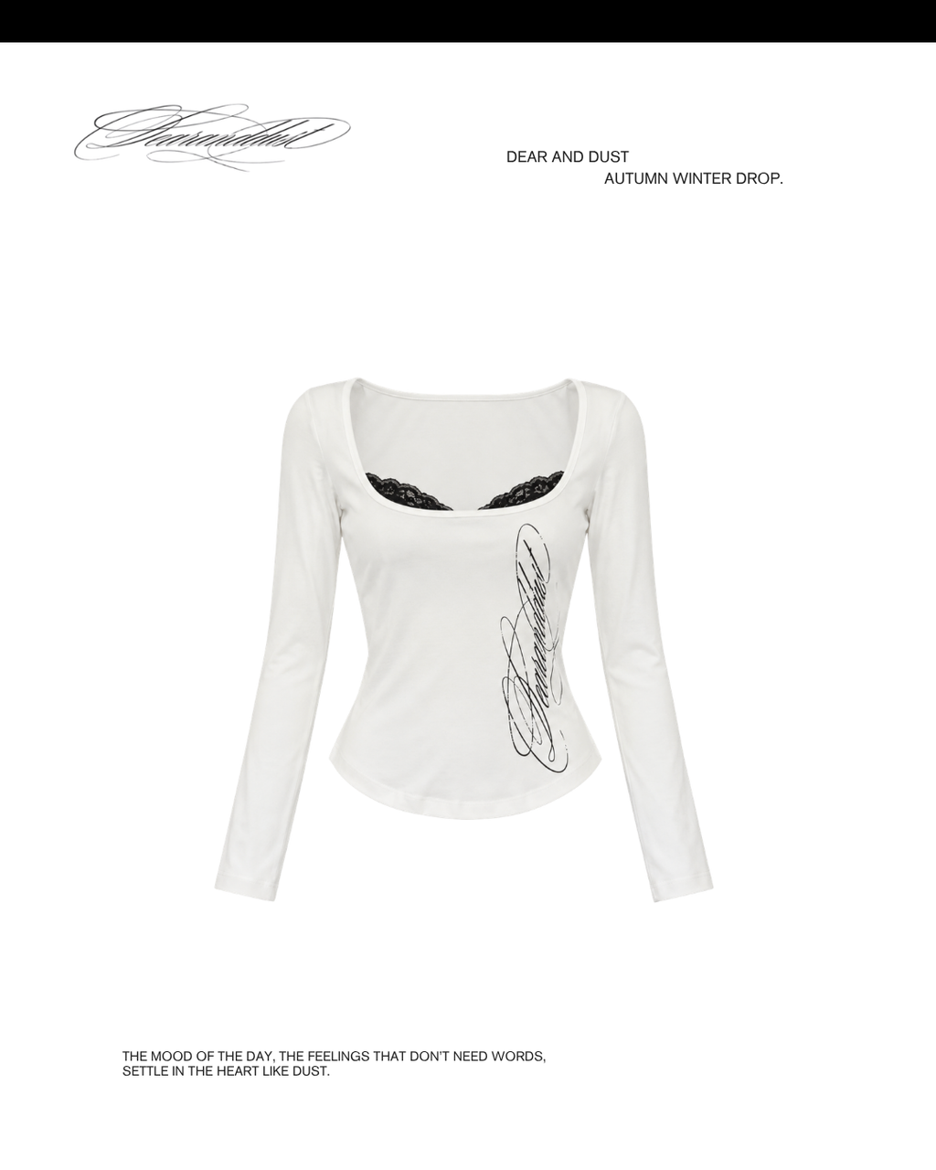 square neck graphic long tee