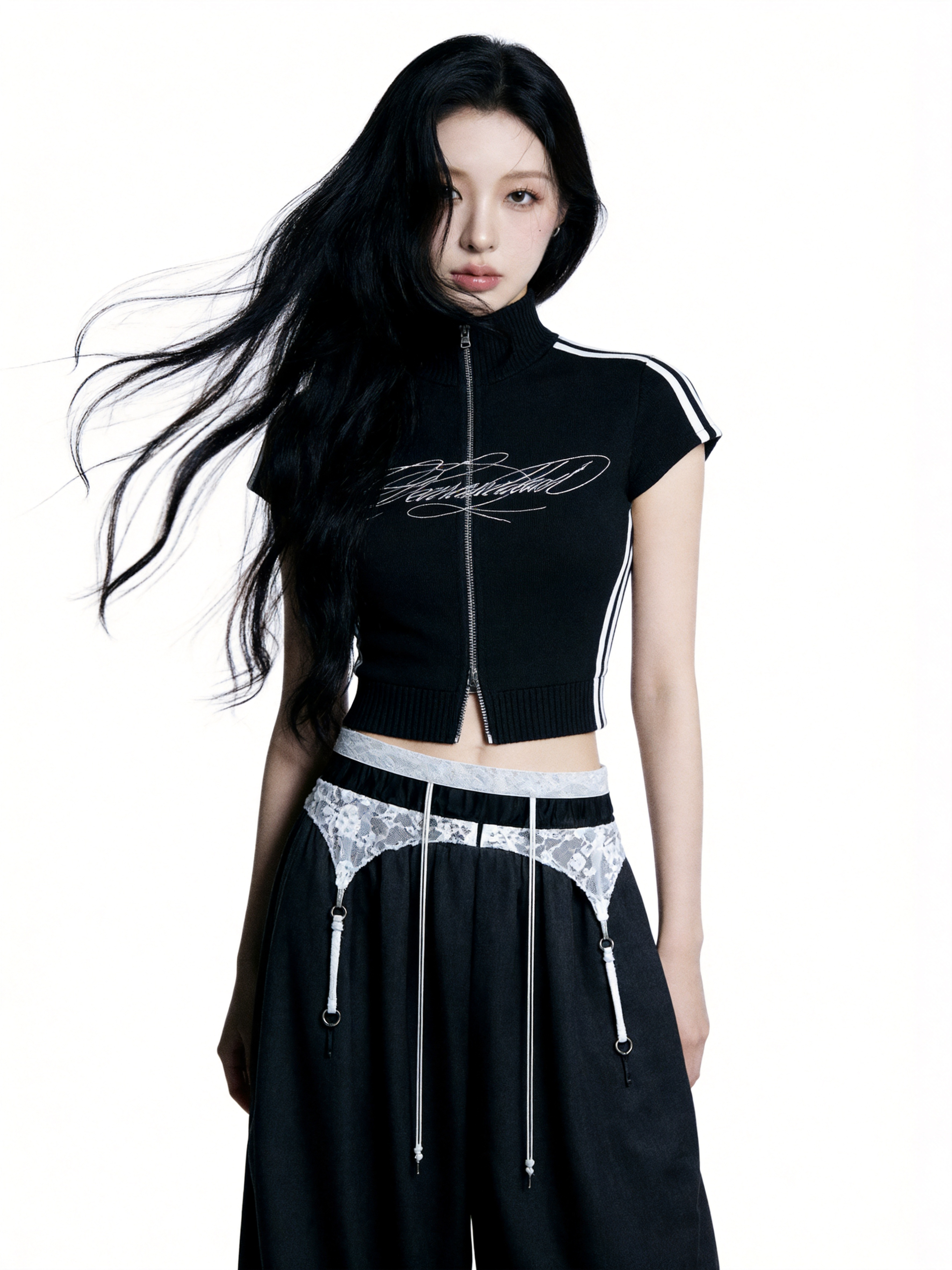 【Pre-Order】lace garter wide pants