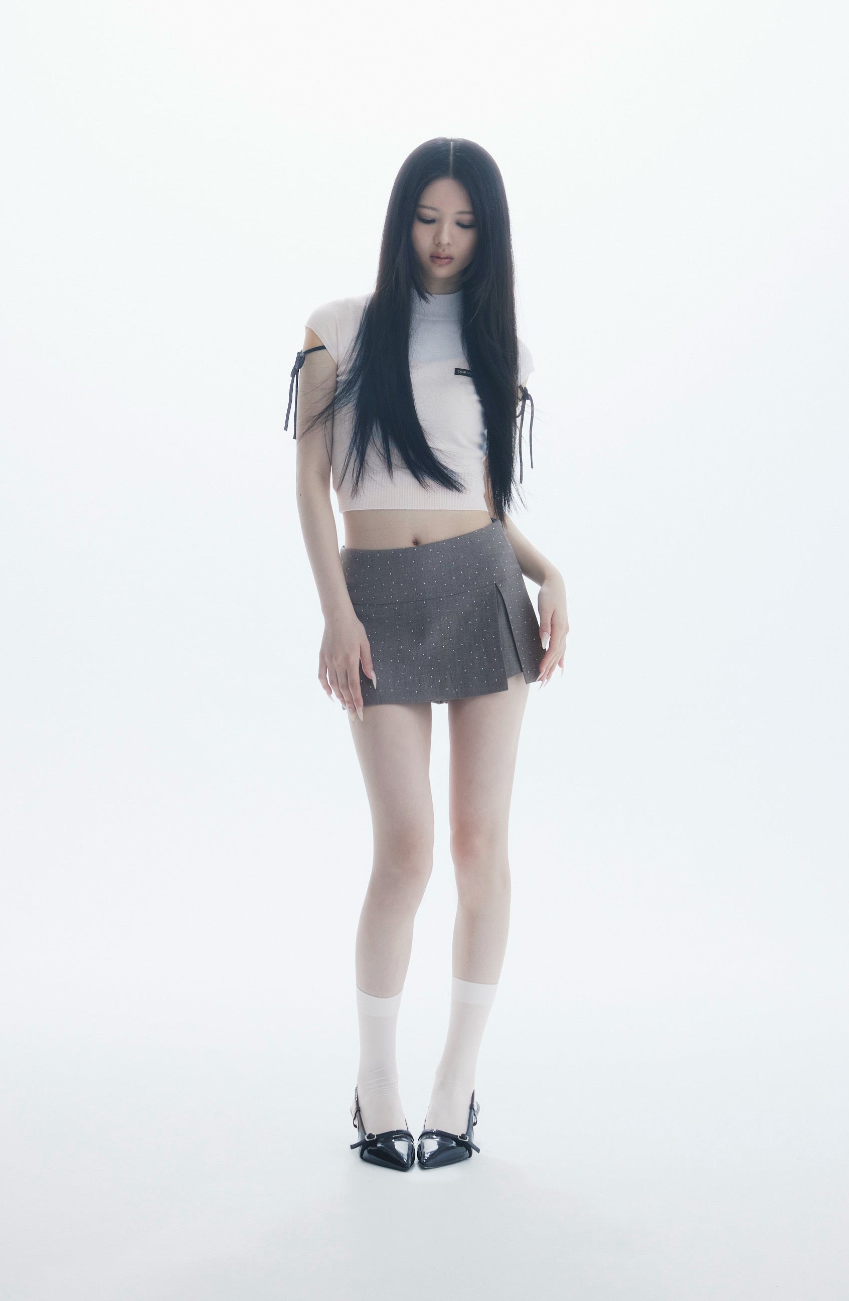 glitter slit mini skirt
