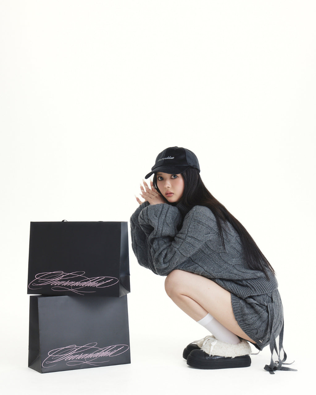 【Pre-Order】heavy cable zip blouson / harness cable knit shorts
