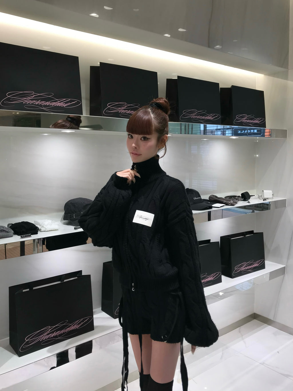 heavy cable zip blouson / harness cable knit shorts