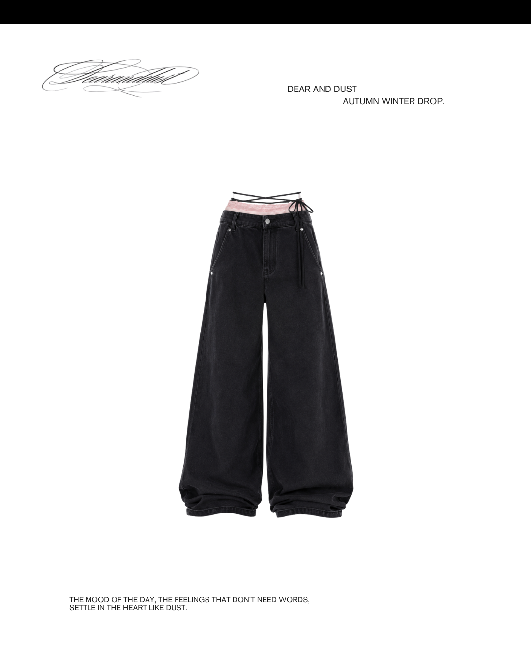 lace waist ribbon denim