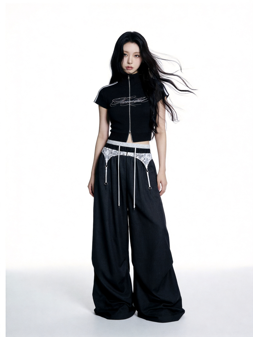 【Pre-Order】lace garter wide pants