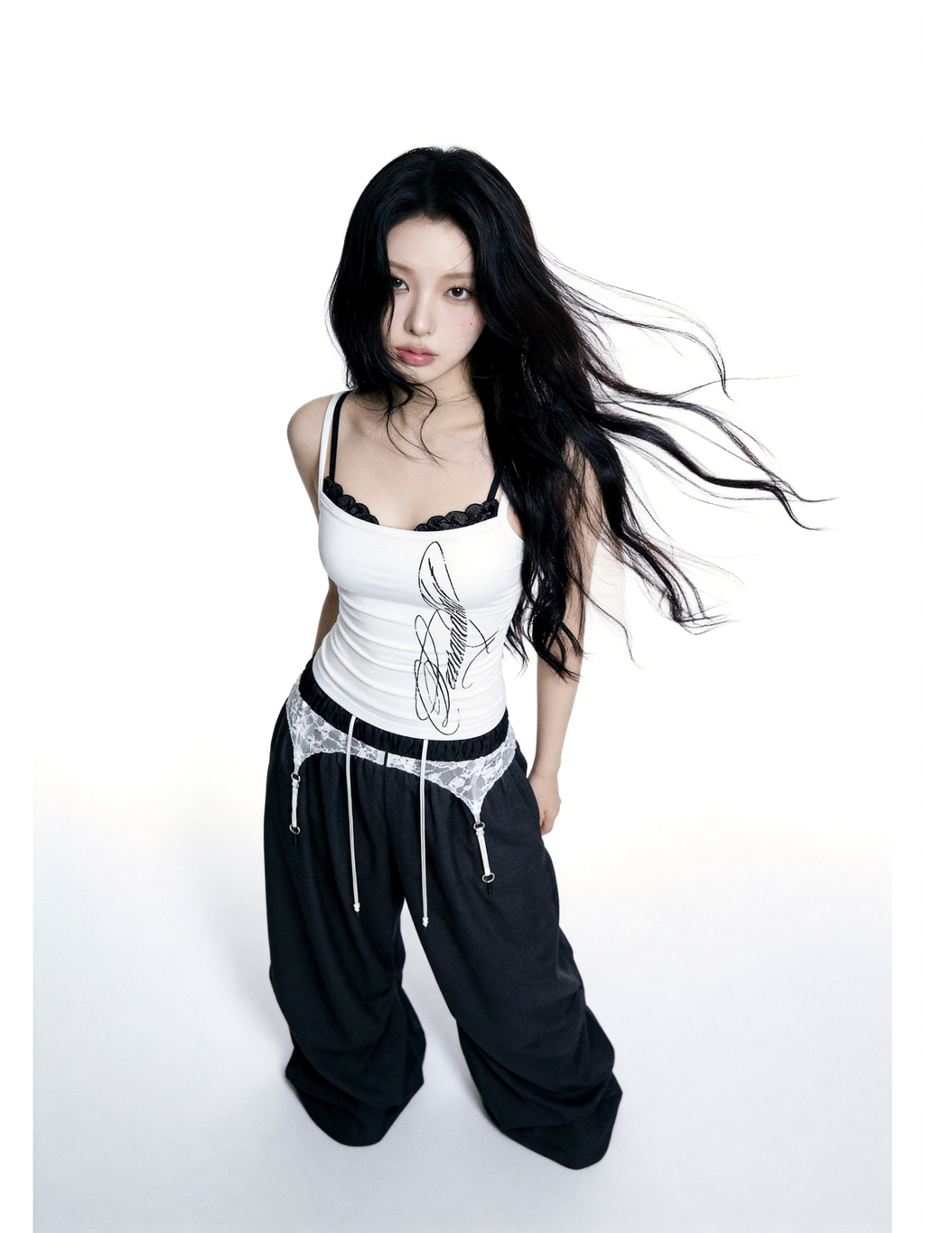 【Pre-Order】lace garter wide pants
