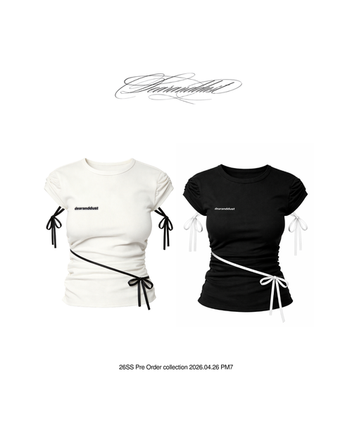 dearanddust 半袖 Tシャツ ホワイト リボン Side Ribbon Muse Tee – dearanddust